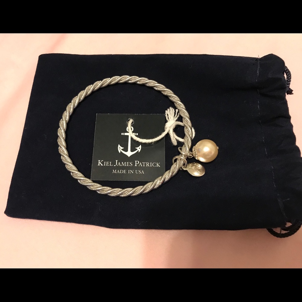 Kiel James Patrick silver bangle bracelet w/ pearl